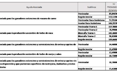 PUBLICADOS LOS IMPORTES UNITARIOS PROVISIONALES DE AYUDAS ASOCIADAS A LA GANADERÍA. CAMPAÑA 2024